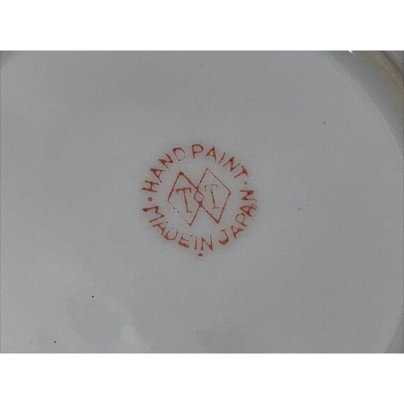 Vintage TT Takito Japan Hand Painted Lusterware Demitasse Cup Saucers Pagoda - Picture 6 of 10